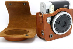 YONO Case geschikt voor Instax Mini 90 – Fujifilm Hoesje Vintage – Draagriem – Bruin