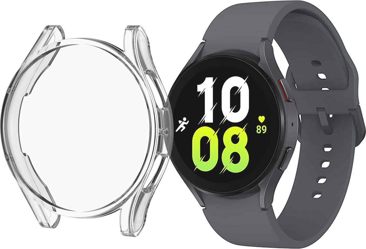 YONO Screen Protector Bumper geschikt voor Galaxy Watch 5 (44 mm) - Full Cover Case - Hoesje - Transparant