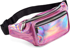 YONO Fanny Pack Holografisch - Heuptasje geschikt voor Festival / Reizen - Telefoontasje Crossbody - Buideltasje voor Dames en Heren - Roze