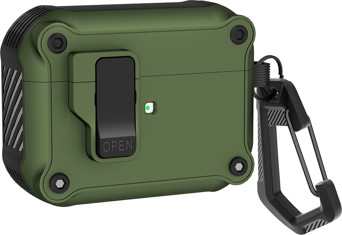 YONO Hoesje geschikt voor Apple Airpods 3 - Hard Case met Lock - Donkergroen