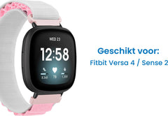 YONO Nylon Loop Bandje geschikt voor Fitbit Versa 4 / Sense 2 - Wit / Roze
