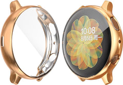 YONO Full Cover Bumper geschikt voor Samsung Galaxy Watch Active 2 44mm – Siliconen Case Screenprotector Hoesje – Rose gold