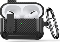 YONO Hoesje geschikt voor Airpods Pro 1 / 2 - Armor Case met Lock - Carbon