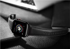 YONO Klassiek Leer Bandje geschikt voor Apple Watch - 38 mm - 40 - 41 - Luxe Lederen iWatch Armband - Zwart