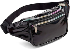 YONO Fanny Pack Holografisch - Heuptasje geschikt voor Festival / Reizen - Telefoontasje Crossbody - Buideltasje voor Dames en Heren - Zwart