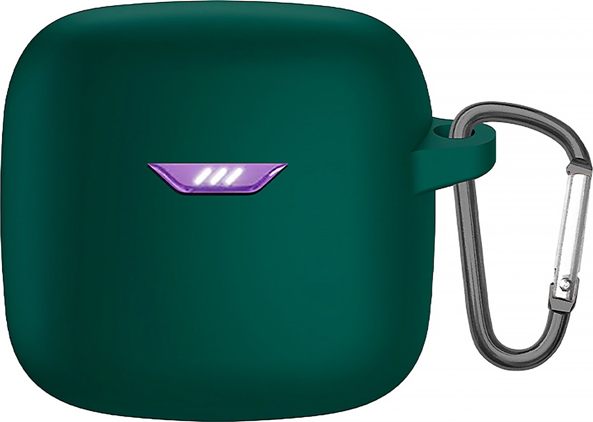 YONO Soft Case geschikt voor JBL Tune Flex - Siliconen Hoesje met Clip - Donkergroen