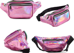 YONO Fanny Pack Holografisch - Heuptasje geschikt voor Festival / Reizen - Telefoontasje Crossbody - Buideltasje voor Dames en Heren - Roze