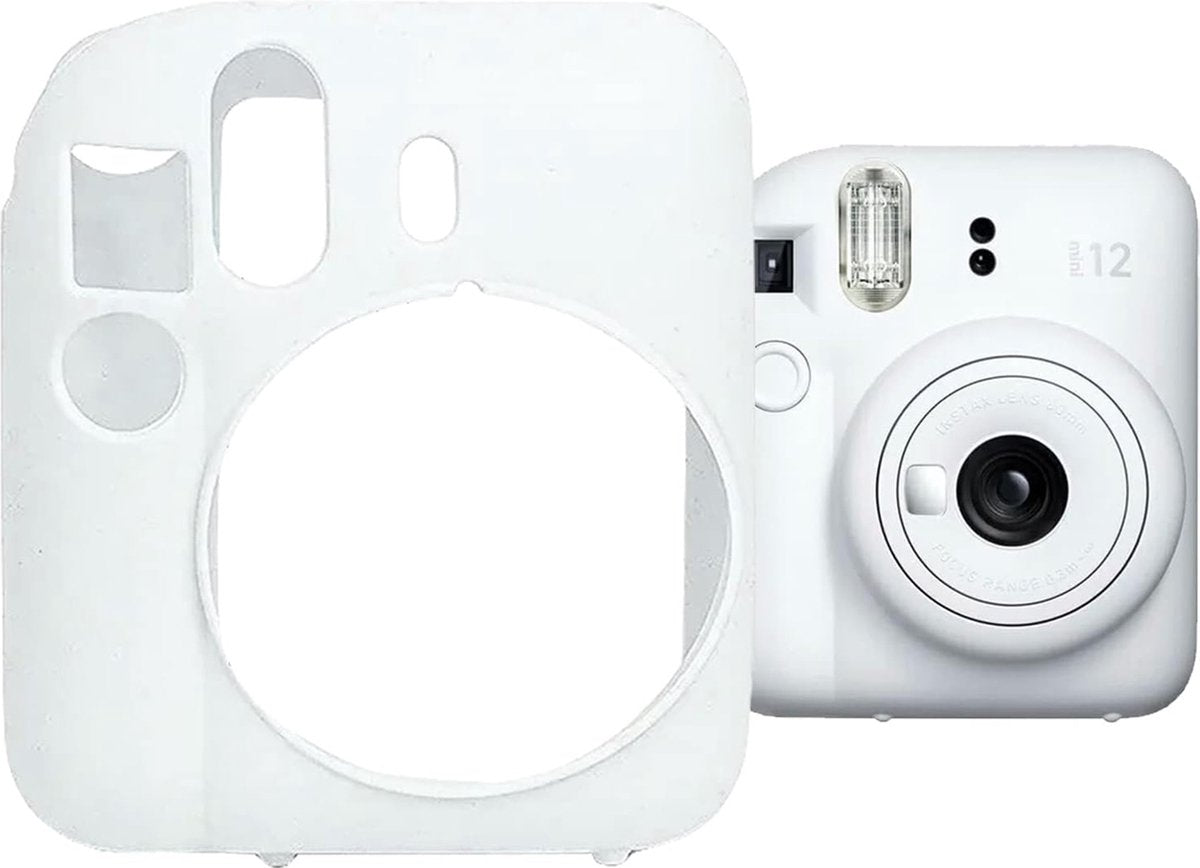 YONO Siliconen Hoesje geschikt voor Fujifilm Instax Mini 12 - Skin Case - Klei Wit