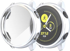 YONO Full Cover Bumper geschikt voor Samsung Galaxy Watch Active 2 40mm – Siliconen Case Screenprotector Hoesje – Zilver