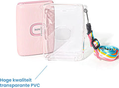 YONO Case geschikt voor Fujifilm Instax Mini Link 2 - Hoesje met Draagriem - Tasje - Beschermhoes - Transparant