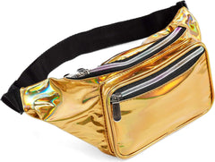 YONO Fanny Pack Holografisch - Heuptasje geschikt voor Festival / Reizen - Telefoontasje Crossbody - Buideltasje voor Dames en Heren - Goud