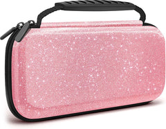 YONO Glitter Case geschikt voor Nintendo Switch / Switch OLED - Opbergtasje Hoesje - Beschermhoes - Rose