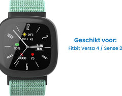 YONO Nylon Velcro Bandje geschikt voor Fitbit Versa 4 / Sense 2 - Mintgroen