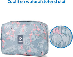 YONO Reis Toilettas Hangend met Haak - Geschikt voor Beauty, Make Up en Toiletartikelen – Travel Organizer – Cosmetica Tas voor Dames en Heren - Flamingo Blauw