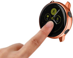 YONO Full Cover Bumper geschikt voor Samsung Galaxy Watch Active (2) 40mm – Siliconen Case Screenprotector Hoesje – Rose Gold