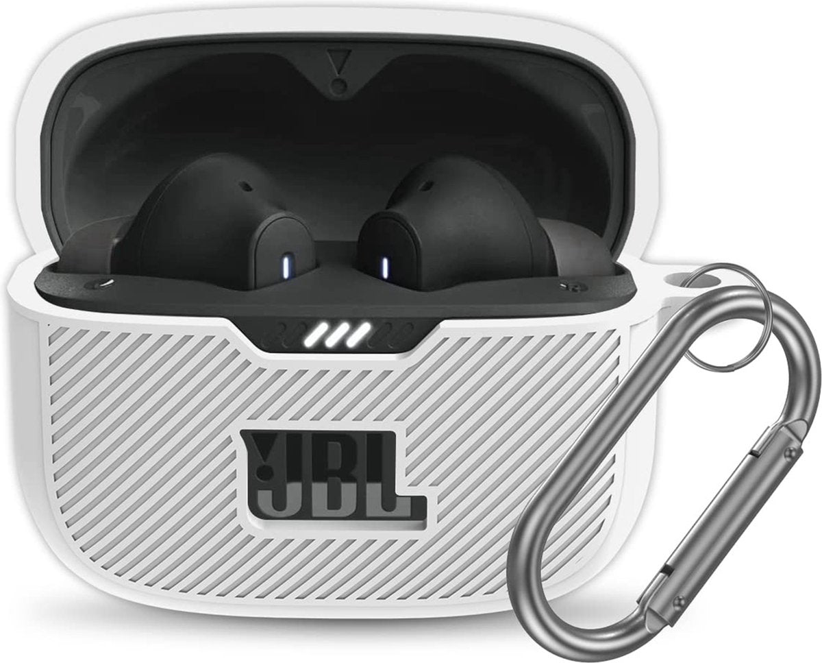 YONO Soft Case geschikt voor JBL Tune 230 NC TWS / T230NC - Hoesje met Clip - Wit