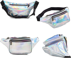 YONO Fanny Pack Holografisch - Heuptasje geschikt voor Festival / Reizen - Telefoontasje Crossbody - Buideltasje voor Dames en Heren - Zilver