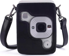 YONO Vintage Case geschikt voor Fujifilm Instax LiPlay - Leren Hoesje met Draagriem – Zwart