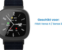 YONO Nylon Velcro Bandje geschikt voor Fitbit Versa 4 / Sense 2 - Zwart