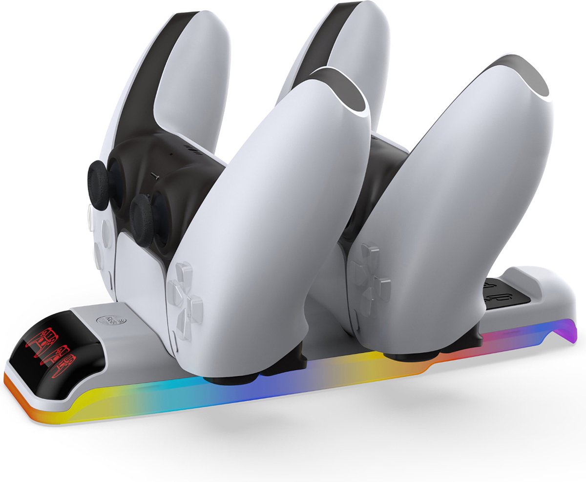 YONO Oplaadstation geschikt voor PS5 Controller DualSense - Oplader Laadstation Accessoires voor Playstation 5 SLIM - Inclusief RGB Verlichting