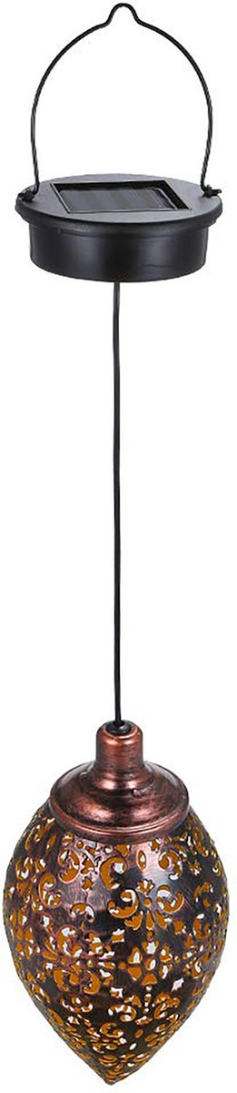 YONO Oosterse Lantaarn Hangend - Solar Tuinverlichting op Zonne Energie - LED Buiten Verlichting met Sensor - Tuinlantaarn Waterdicht - Metaal