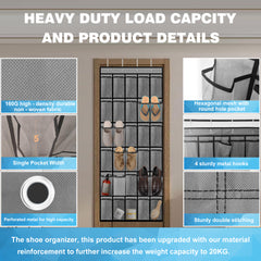 YONO Schoenenzak Hangend - Schoen Organizer Opbergsysteem Deur - 30 Vakken - Opberger - Zwart