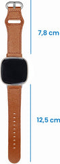 YONO Leer Bandje geschikt voor Fitbit Versa 4 / 3 - Luxe Leren Armband - Bruin