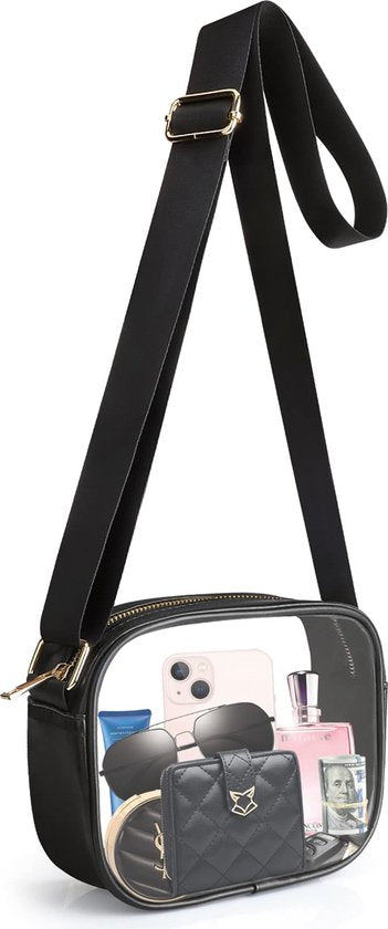 YONO Crossbody Tas Doorzichtig - Sling Bag - Schoudertas geschikt voor Festival / Reizen / Vakantie - Dames en Heren – Zwart