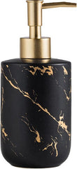 YONO Zeeppompje Vrijstaand Marmer Look - Zeepdispenser 400ml - Keramiek - Zwart en Goud