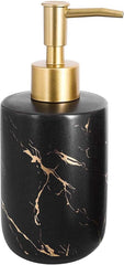 YONO Zeeppompje Vrijstaand Marmer Look - Zeepdispenser 400ml - Keramiek - Zwart en Goud
