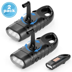YONO Opwindbare Zaklamp 2-PACK - LED Knijpkat met Dynamo - Zwart