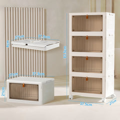 YONO Opbergbox met Deksel en Deur - 4 Stuks