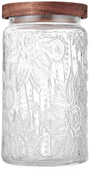 YONO Glazen Pot met Houten Deksel - 1000ml - Voorraadpot Glas - Snoeppot - Voorraadpotten