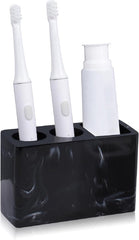 YONO Tandenborstelhouder Vrijstaand - Houder Tandenborstel - Scheermesje - Electrische - Opzetstukjes - Bakje Badkamer Organizer - Marmer Zwart
