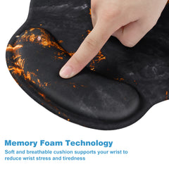 YONO Muismat met Polssteun - Ergonomisch - Gel - Antislip - Marmer Zwart