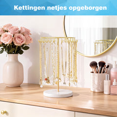 YONO Sieradenhouder voor Kettingen - Sieradenrekje met Haken - Goud/Wit