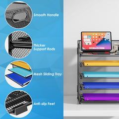 YONO Bureau Organizer Brievenbak - Documenten Houder met 5 Vakken - Postbakje - Metaal - Zwart