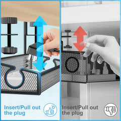 YONO Kabelgoot Bureau - Kabelhouder Verstelbaar - Kabel Management Organiser onder Bureau - Zwart