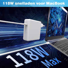 YONO Oplader USB-C Snellader 118W - Macbook en iPad - Laptop en Tablet - Wit