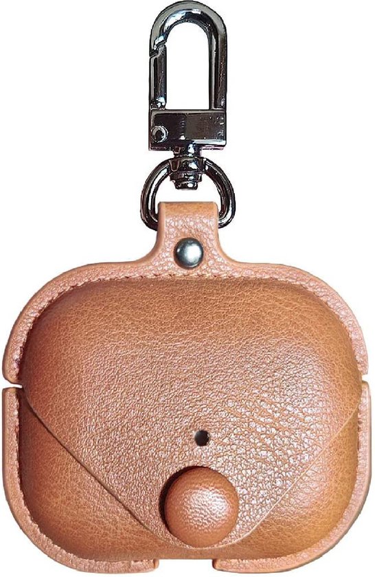 YONO Hoesje geschikt voor Airpods Pro 1 / 2 - Leer met Clip - Lichtbruin