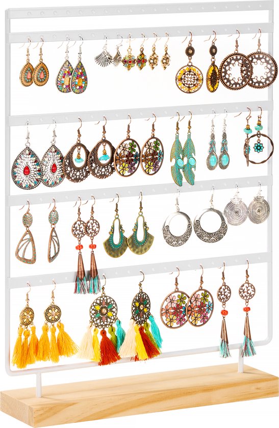 YONO Oorbellenrekje - Sieradenrekje - Oorbellen Organizer - Sieradenhouder - Opbergen - 100 gaatjes - Wit