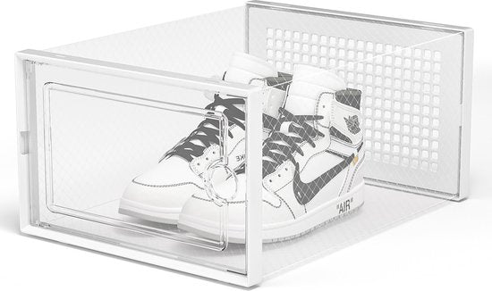 YONO Sneakerbox - Schoenenbox - Schoenen Opbergsysteem - Schoenenrek Organizer - Transparant - Wit - 1 Box