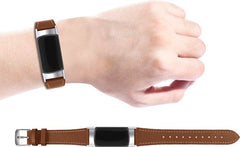 YONO Leer Bandje geschikt voor Fitbit Charge 5 / 6 - Vervangende Lederen Armband - Bruin