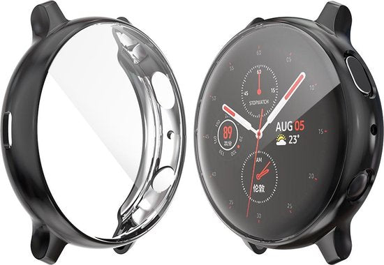 YONO Full Cover Bumper geschikt voor Samsung Galaxy Watch Active 2 44mm – Siliconen Case Screenprotector Hoesje – Zwart