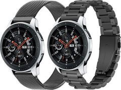 YONO Metalen en Milanees Bandjes Zwart geschikt voor Samsung Gear S3 en Galaxy Watch 46mm - Vervangende RVS Armbanden Set