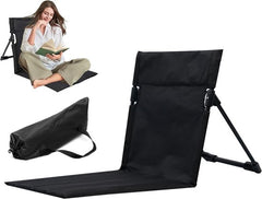 YONO Strandstoel Opvouwbaar - Vloerstoel Inklapbaar met Rugleuning - Campingstoel - Vouwstoel - Zwart