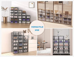 YONO Sneakerbox - Schoenenbox - Schoenen Opbergsysteem - Schoenenrek Organizer - Transparant - Zwart - 1 Box