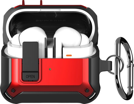 YONO Armor Hard Case geschikt voor Samsung Galaxy Buds 3 - 3 Pro - Hoesje met Lock - Rood