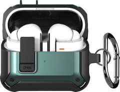 YONO Armor Hard Case geschikt voor Samsung Galaxy Buds 3 - 3 Pro - Hoesje met Lock - Donkergroen