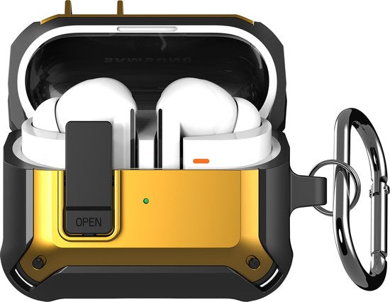 YONO Armor Hard Case geschikt voor Samsung Galaxy Buds 3 - 3 Pro - Hoesje met Lock - Geel